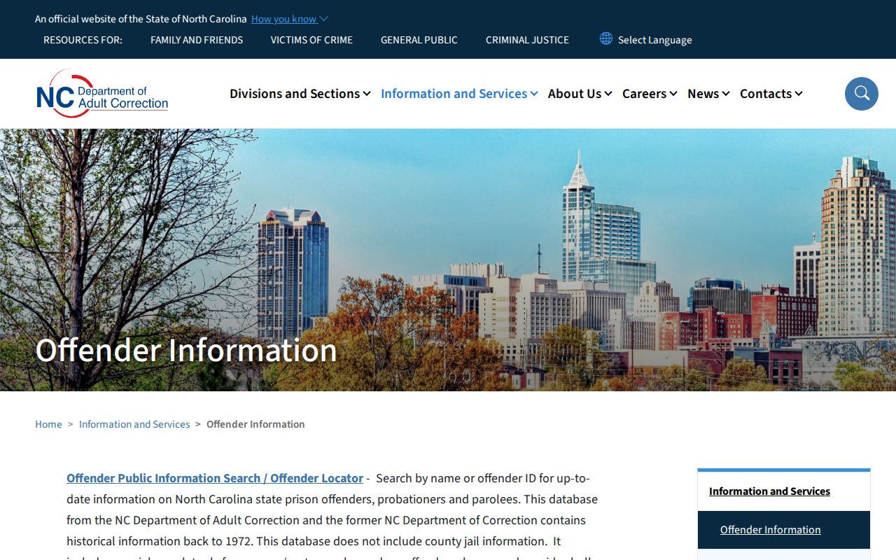 North Carolina NCDAC criminal offender search tools
